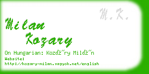 milan kozary business card